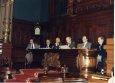 José Antonio Arana en la Diputación de Bizkaia. En el homenaje de Pedro Novia de Salcedo, Miguel Arruza y Gabriel Manterola